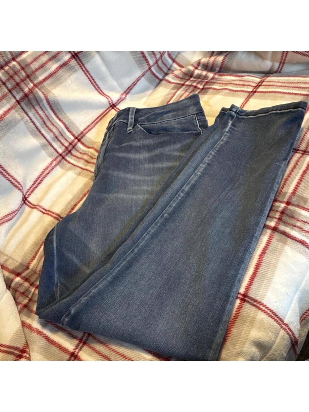 Seven7 Jeans Women High Rise Skinny Blue Denim Button Zip 5-Pocket Size 14